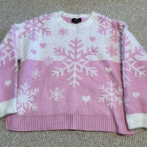 33 Degrees XL Pink and White Snowflake Sweater